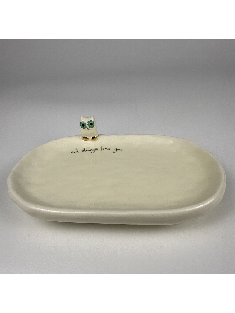 Natural Life Owl Always Love You Trinket Dish Ceramic Jewelry Ring Holder